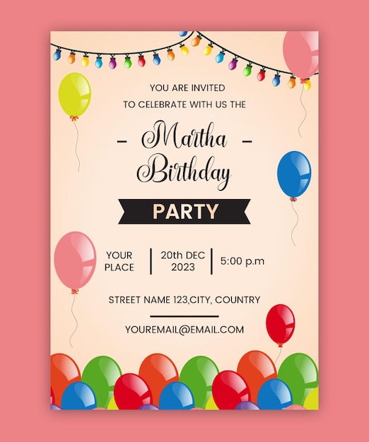 Birthday greeting and invitation card and poster template