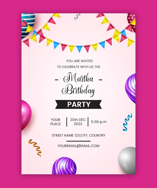 Birthday greeting and invitation card and poster template