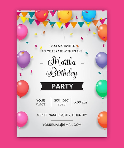 Birthday greeting and invitation card and poster template