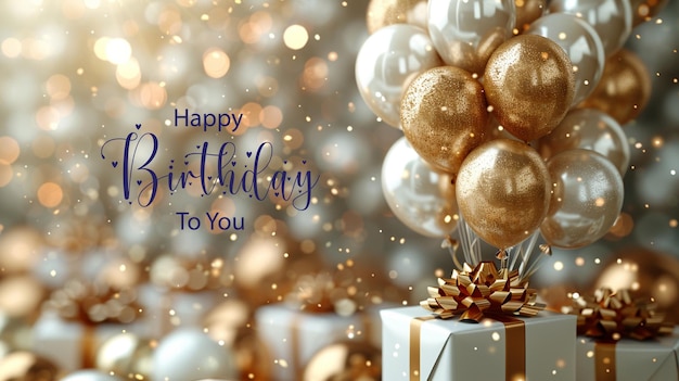 Birthday greeting vector background design Happy birthday to you text with colorful balloons