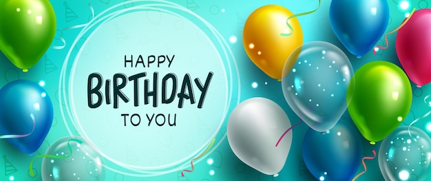 Birthday greeting vector template design. Happy birthday to you text in circle space with colorful.