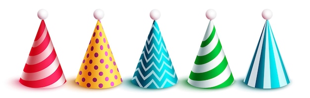 Birthday hat set vector design. Birthday hats element with pattern and dots collection for kids part