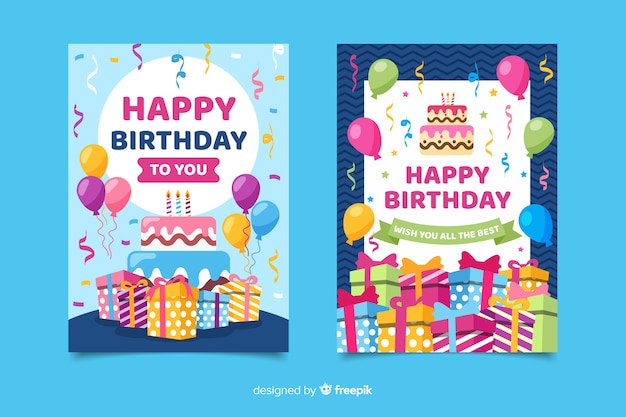 Birthday invitation template in flat style