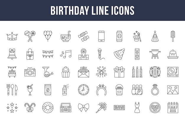 Birthday Line Icons