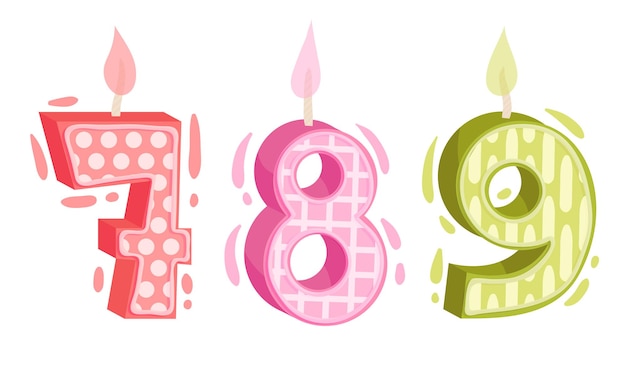 Birthday number candle as festive cake decoration element vector illustration