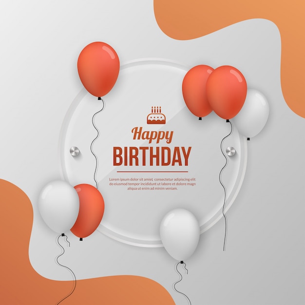 Birthday party celebration background  with realistic balloon