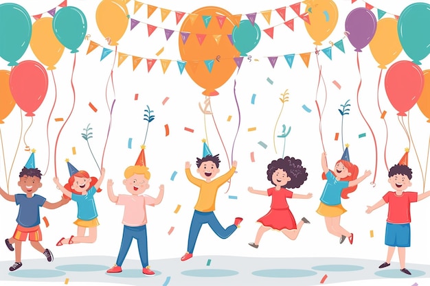 Birthday Party for Children Vector Illustration