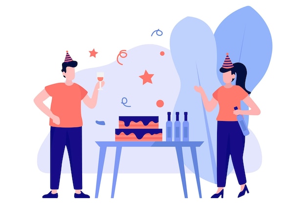 Birthday Party Flat Design Illustration