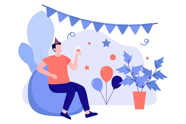 Birthday Party Flat Design Illustration