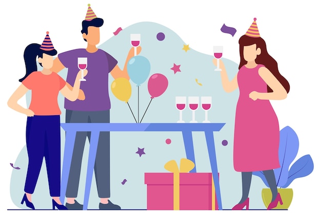 Birthday Party Flat Design Illustration