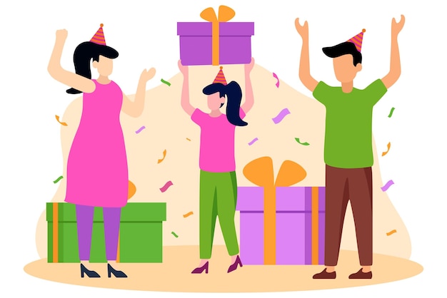 Birthday Party Flat Design Illustration