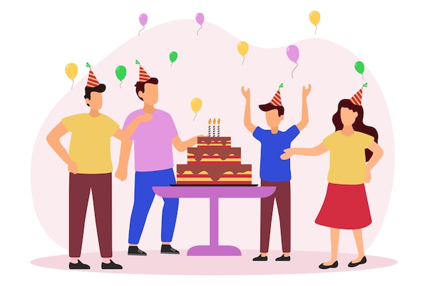 Birthday Party Flat Design Illustration