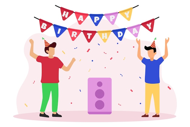 Birthday Party Flat Design Illustration