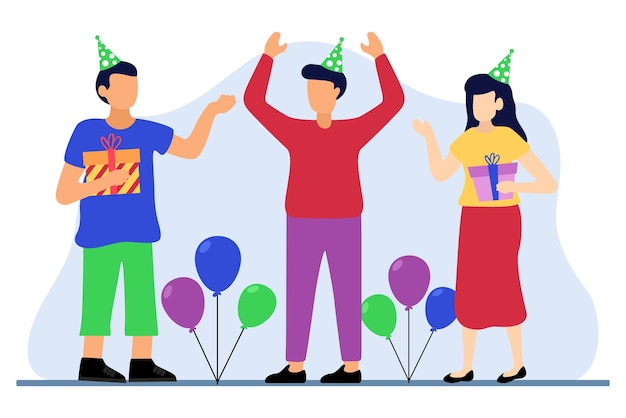 Birthday Party Flat Design Illustration