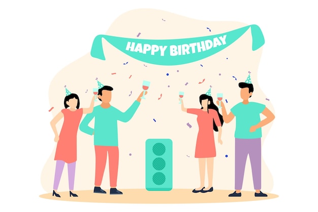 Birthday Party Flat Design Illustration