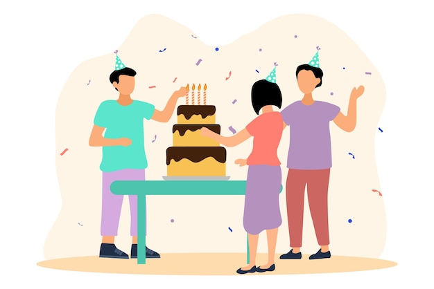 Birthday Party Flat Design Illustration