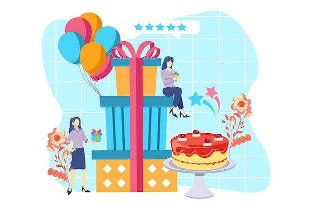 Birthday Party Flat Design Illustration