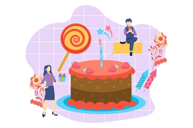 Birthday Party Flat Design Illustration