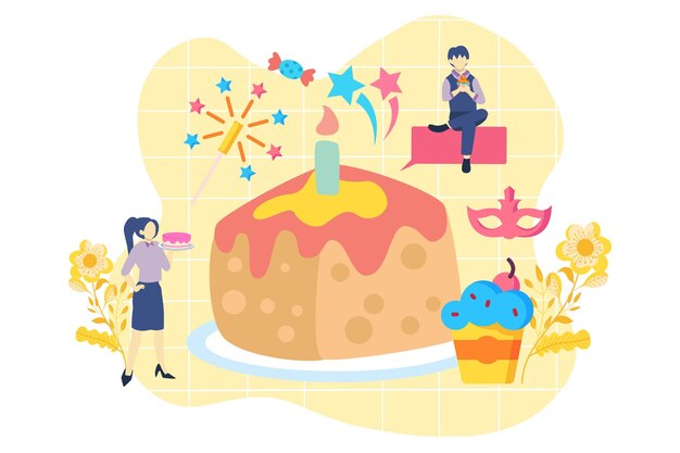 Birthday Party Flat Design Illustration