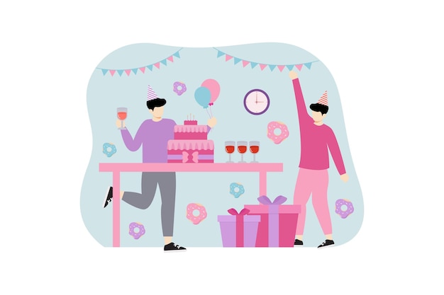 Vector birthday party flat illustration design