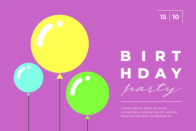 Birthday party greeting minimal trendy horizontal invitation poster celebration event minimalistic