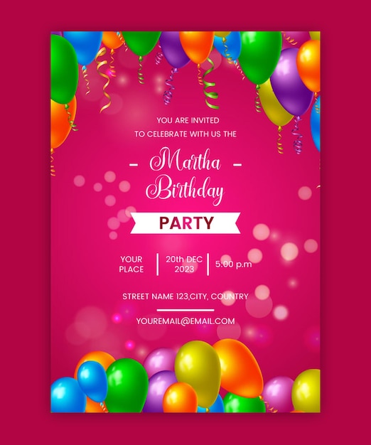 Vector birthday party invitation and flyer template