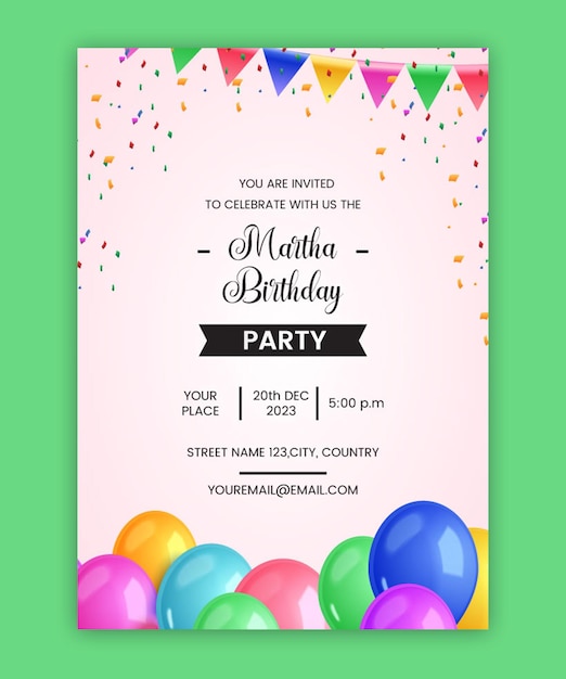 Birthday party invitation and flyer template