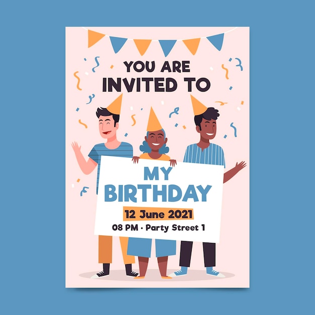 Birthday party invitation template illustrated