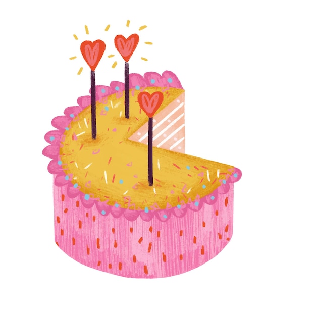 Birthday peace of cake on white isolated background Vector illustration