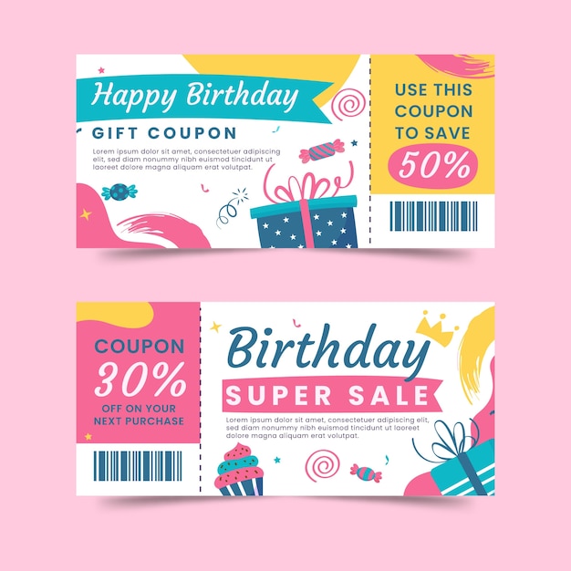 Birthday sale coupon design template