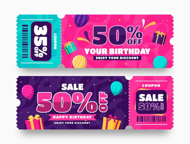 Birthday sale coupon template design