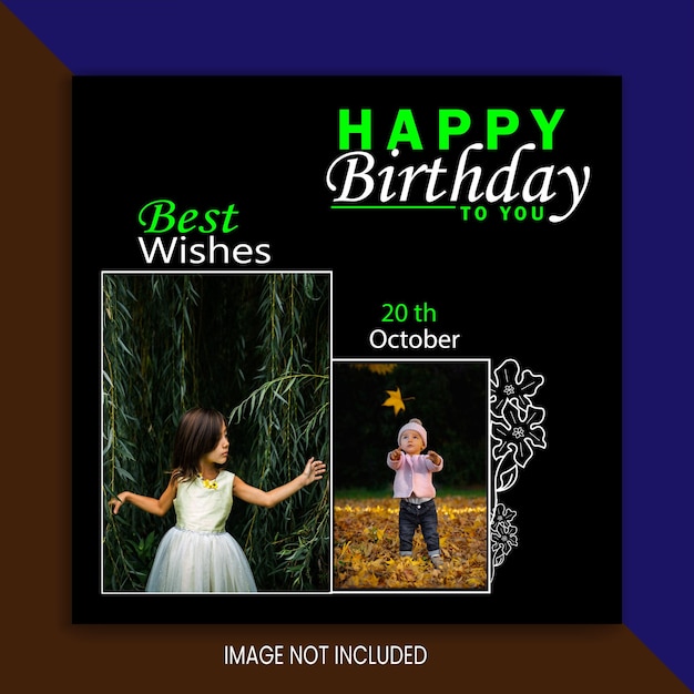 Vector birthday social media post design birthday instagram template