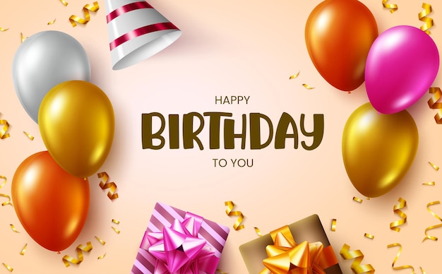 Birthday vector background design. Happy birthday to you greeting text.