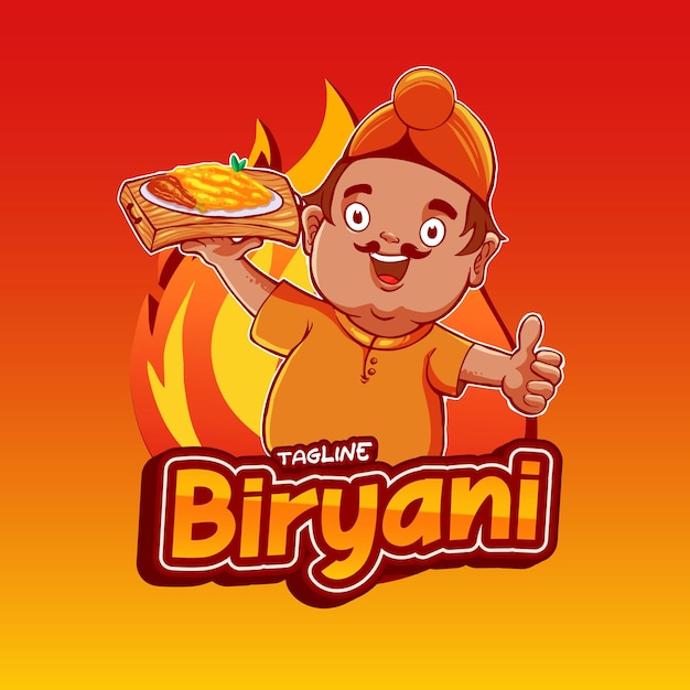 Biryani indian food character mascot