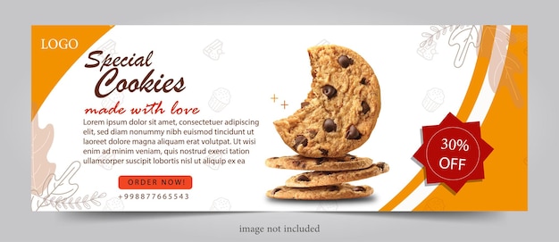 Vector biscuit bakery shop poster banner flat design for social media