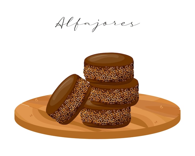 Biscuits in chocolate Alfajores, dessert, Latin American cuisine, Argentinean national cuisine. Food