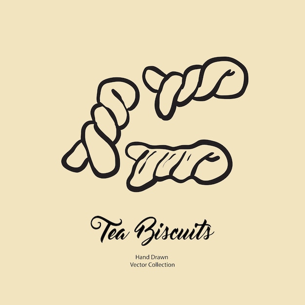 Biscuits isolated hand drawn vector line illustration in old style. Vector tea biscuits, cookies for cooking logo, packaging design, cafe menu, banner, flayer, coffee shop in retro hand drawn style.