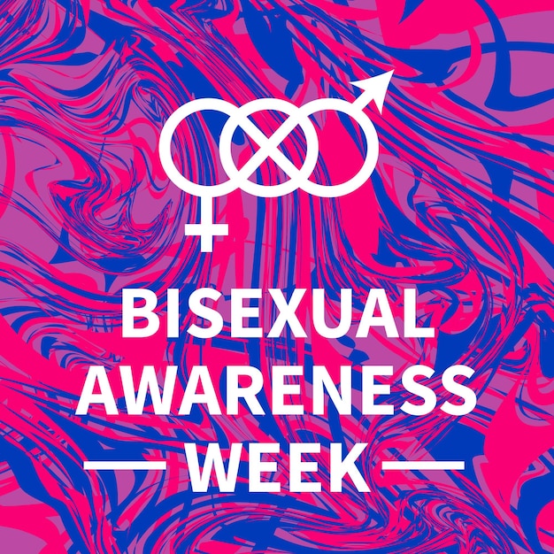 Bisexual Awareness Week typography poster LGBT community event celebrate on September Vector template for banner sign logo design card