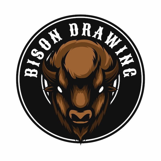 bison drawing logo template