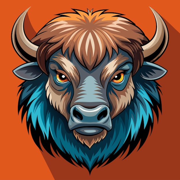 Vector bison face cartoon vector icon illustration animal nature icon concept isolated