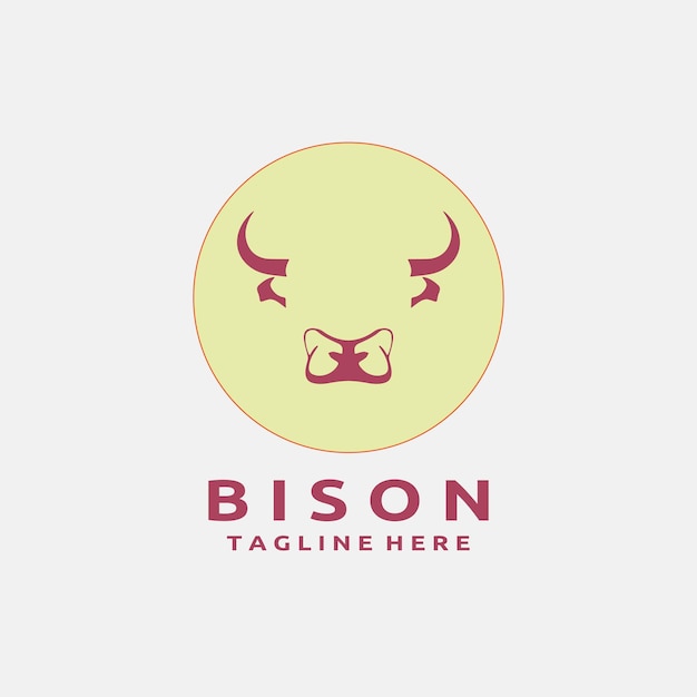 Bison Head Logo Design Vector Template