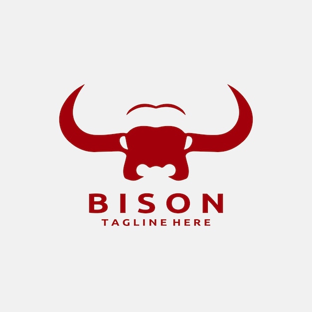 Bison Head Logo Design Vector Template