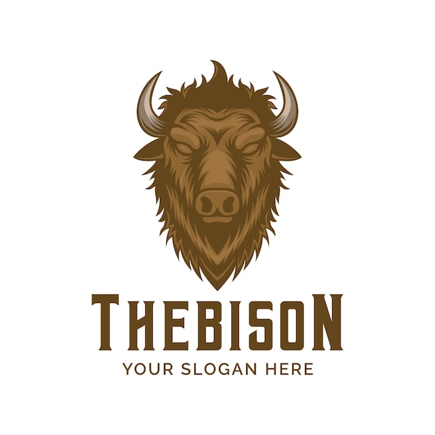 Vector bison head mascot logo design vector illustration in modern style