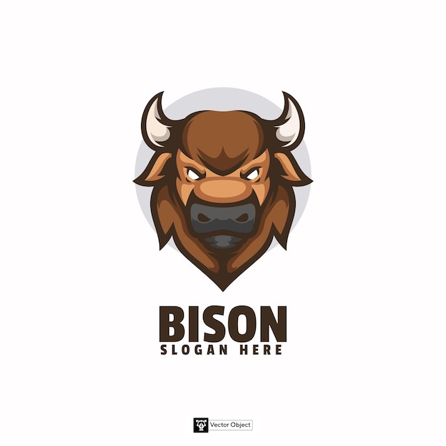 Vector bison mascot illustration logo design