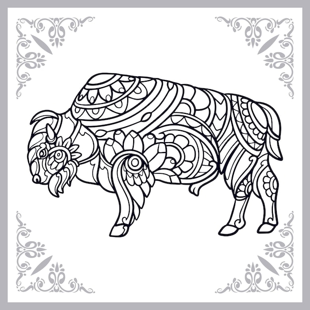 Bison zentangle arts isolated on white background