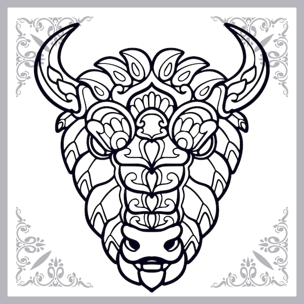 Bison zentangle arts isolated on white background