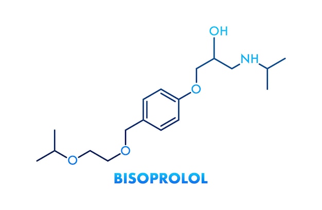 Bisoprolol concept chemical formula icon label text font vector illustration