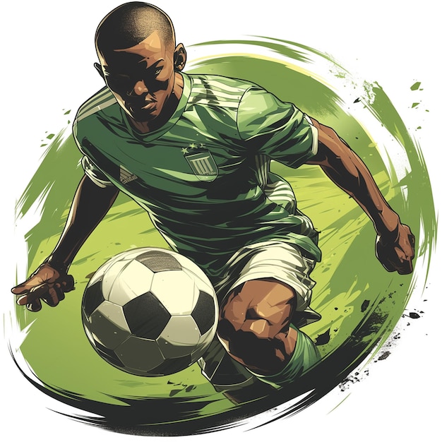 A BissauGuinean man is playing soccer