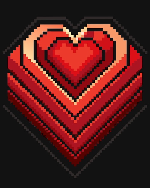 bit pixel love art Vector illustration isolated on black background