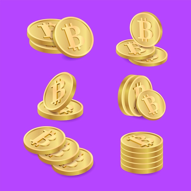 bitcoin cash pile gold coin 3d icon for business